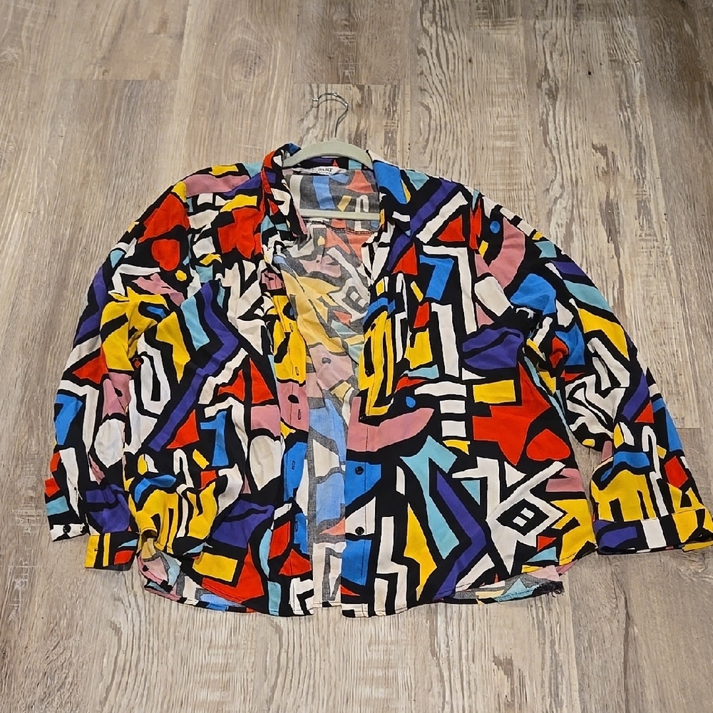 Big Dart Colorful Abstract Print Jacket - image 1